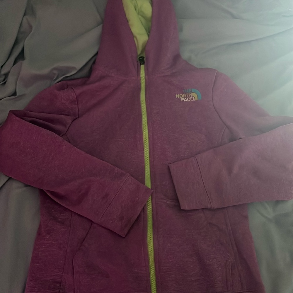 Kids Purple And Neon North face Girls Zip Up Jacket